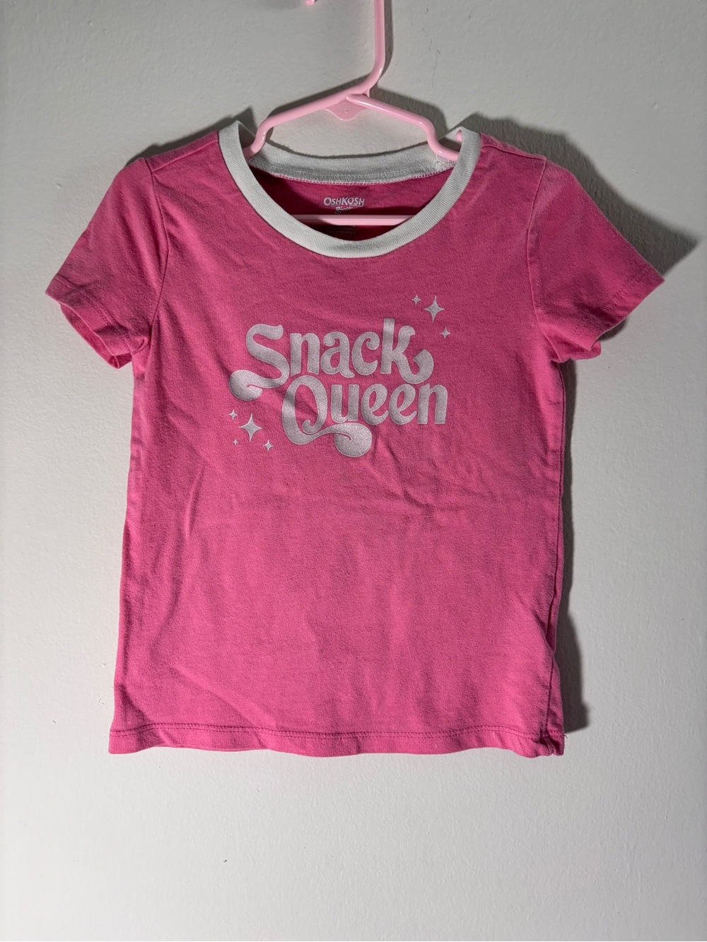 OshKosh B'gosh Pink Short Sleeve Tee with White 'Snack Queen' Graphic
